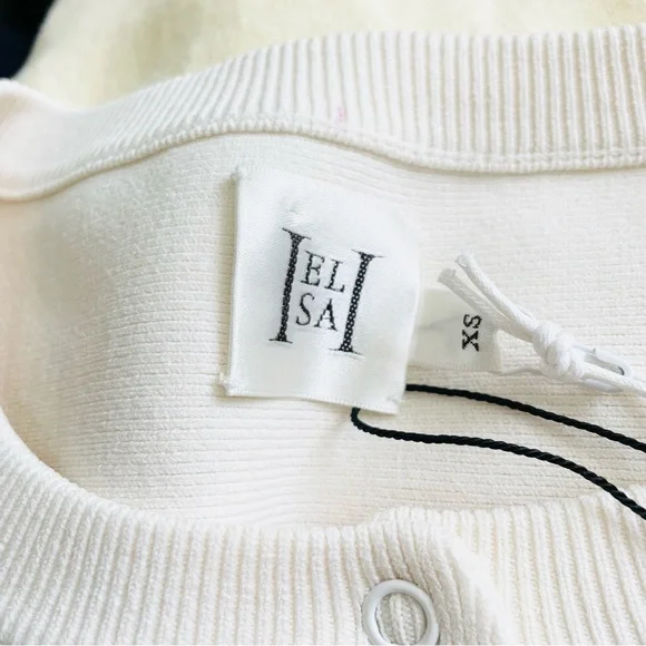 Revolve Helsa XS Elvira ribbed scalloped cardigan in ivory white - Picture 8 of 10